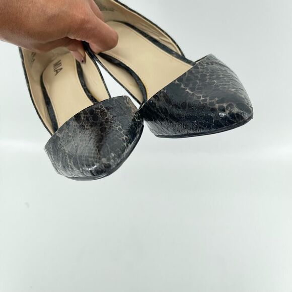 Mia Margo Black Embossed Snakeskin D’Orsay Pointed Toe Pump Heels Size 8.5 - Picture 10 of 14